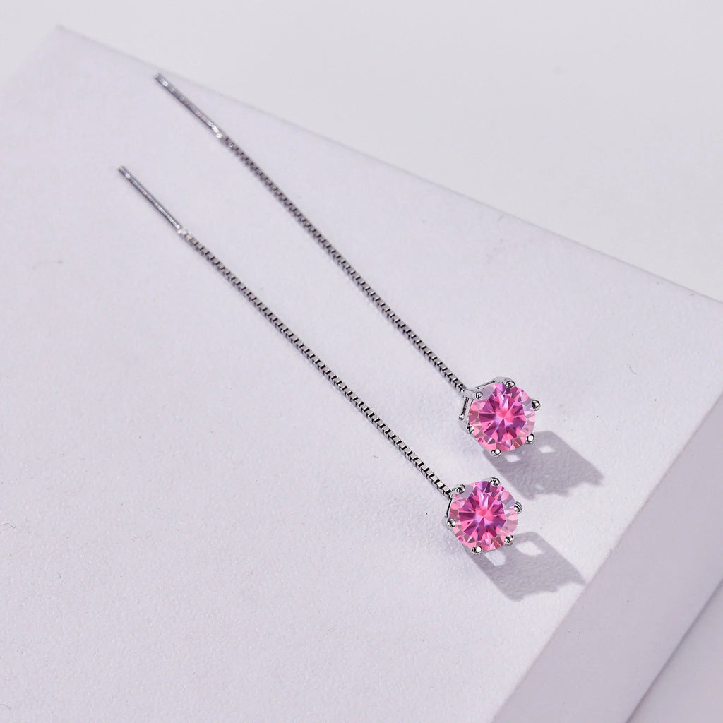 Moissanite Drop Earrings 5-6.5mm Sterling 925 Silver Solitaire Dangle Gift BandsCo Straps