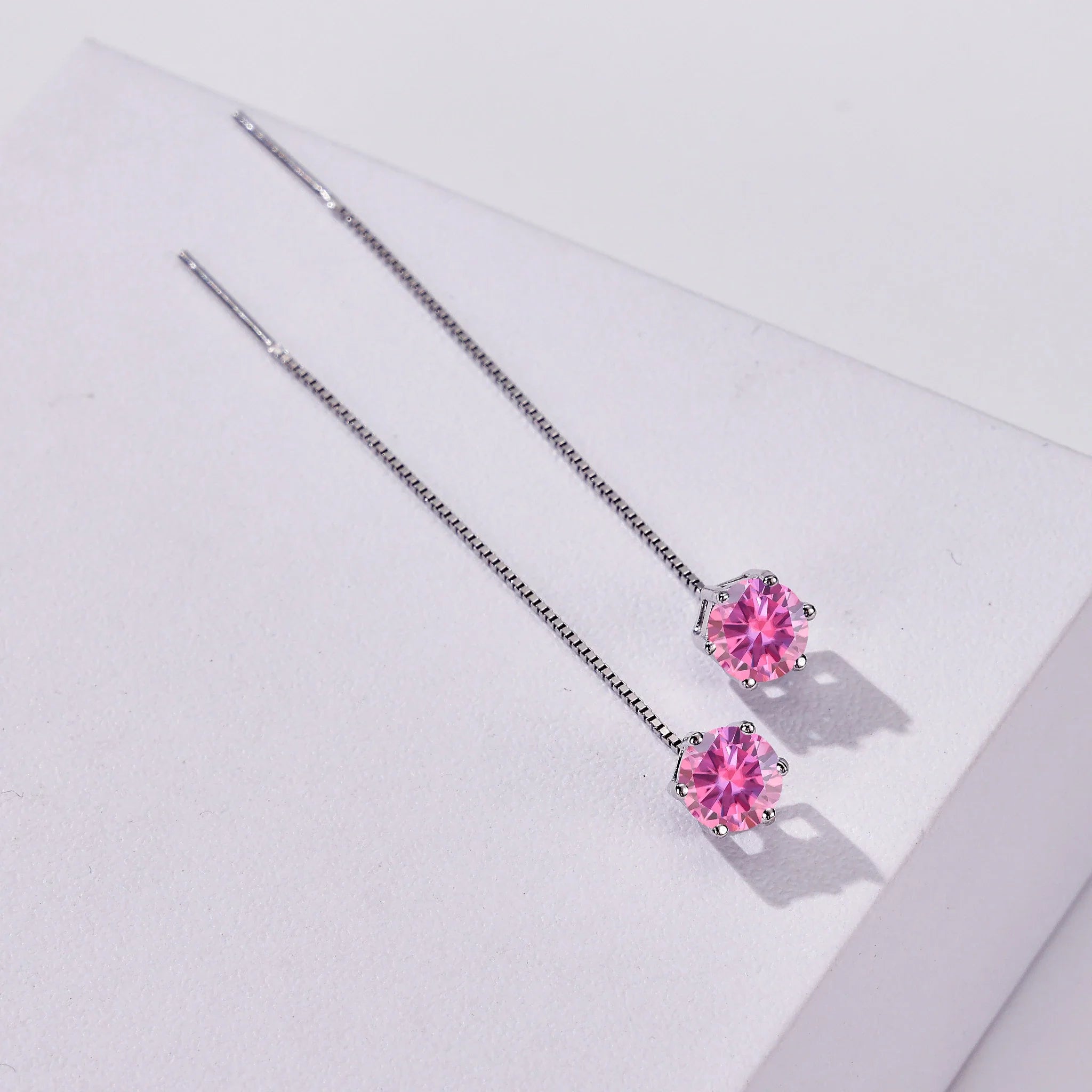 Moissanite Drop Earrings 5-6.5mm Sterling 925 Silver Solitaire Dangle Gift BandsCo Straps