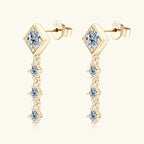 Moissanite Drop Earrings Round D Full Cut Solitaire 925 Sterling Silver BandsCo Straps