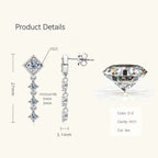 Moissanite Drop Earrings Round D Full Cut Solitaire 925 Sterling Silver BandsCo Straps