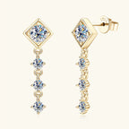 Moissanite Drop Earrings Round D Full Cut Solitaire 925 Sterling Silver BandsCo Straps