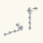 Moissanite Drop Earrings Round D Full Cut Solitaire 925 Sterling Silver BandsCo Straps