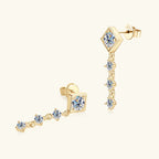 Moissanite Drop Earrings Round D Full Cut Solitaire 925 Sterling Silver BandsCo Straps