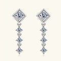 Moissanite Drop Earrings Round D Full Cut Solitaire 925 Sterling Silver BandsCo Straps