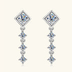 Moissanite Drop Earrings Round D Full Cut Solitaire 925 Sterling Silver BandsCo Straps