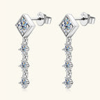 Moissanite Drop Earrings Round D Full Cut Solitaire 925 Sterling Silver BandsCo Straps