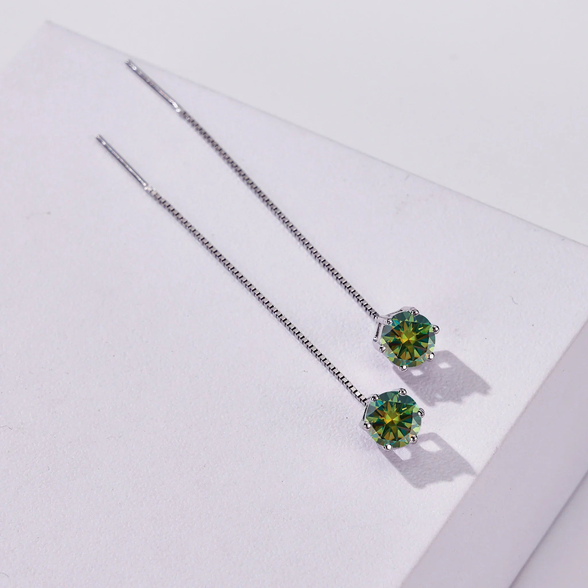 Moissanite Drop Earrings 5-6.5mm Sterling 925 Silver Solitaire Dangle Gift BandsCo Straps