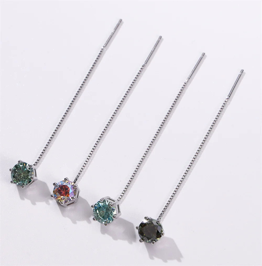 Moissanite Drop Earrings 5-6.5mm Sterling 925 Silver Solitaire Dangle Gift BandsCo Straps