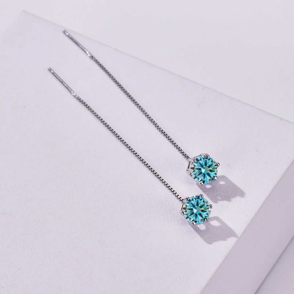 Moissanite Drop Earrings 5-6.5mm Sterling 925 Silver Solitaire Dangle Gift BandsCo Straps
