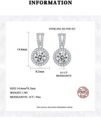 Moissanite Drop Earrings 925 Sterling Silver 1 Ct GRA Bridal Wedding Engagement BandsCo Straps