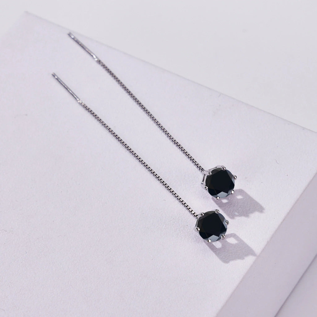 Moissanite Drop Earrings 5-6.5mm Sterling 925 Silver Solitaire Dangle Gift BandsCo Straps