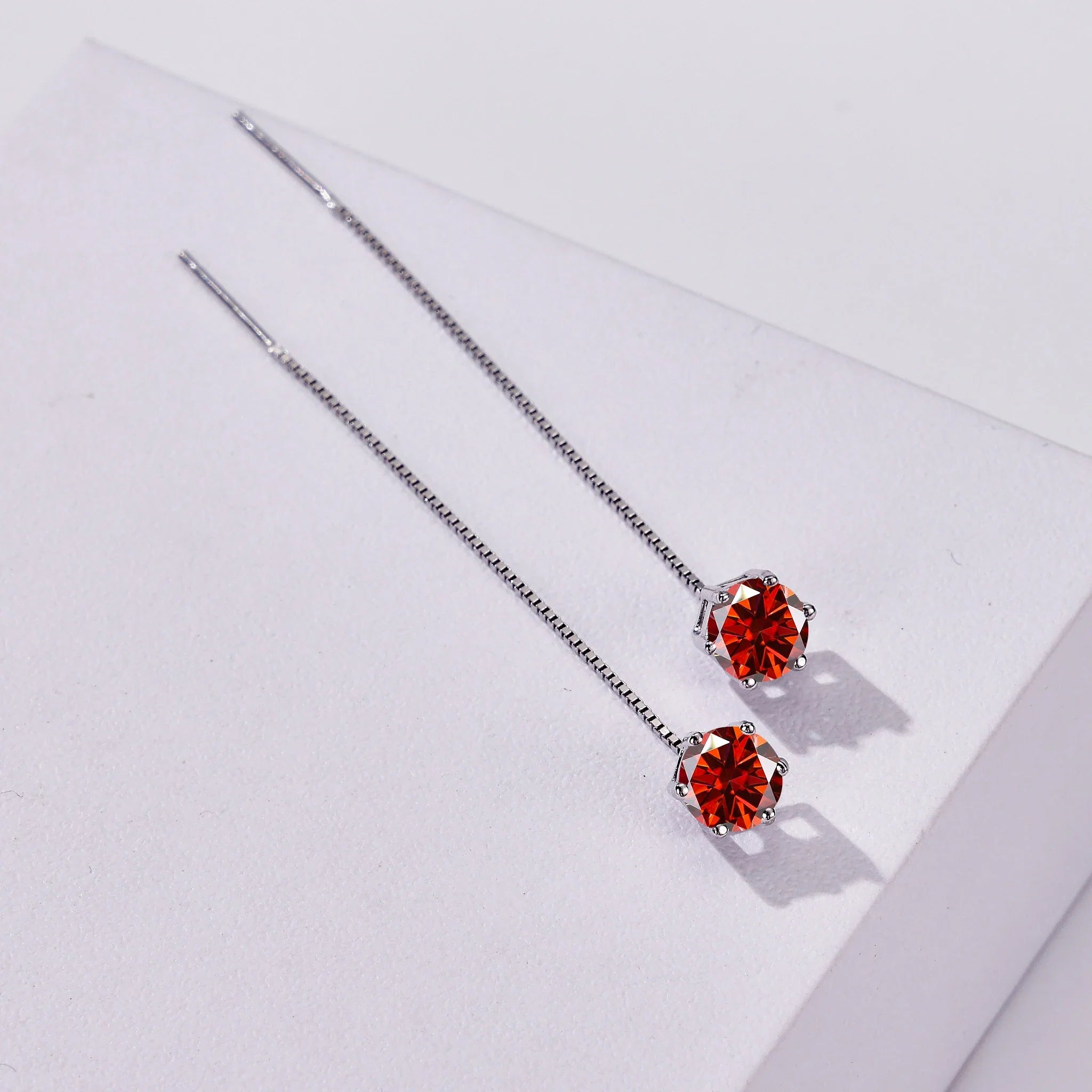 Moissanite Drop Earrings 5-6.5mm Sterling 925 Silver Solitaire Dangle Gift BandsCo Straps