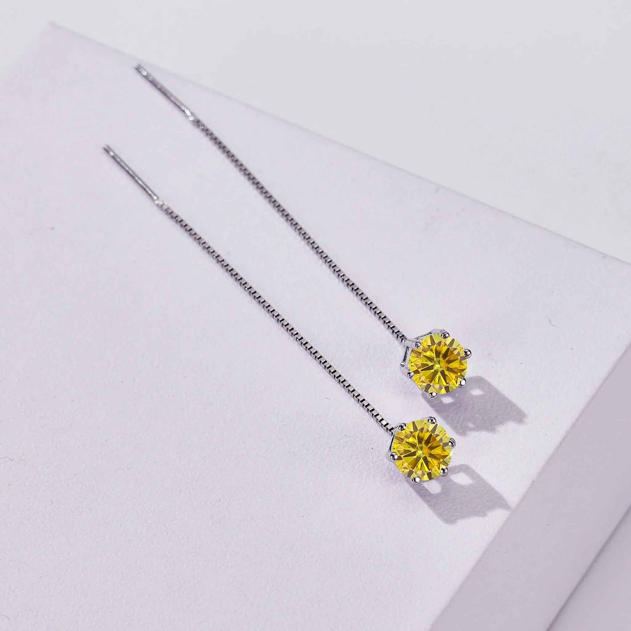 Moissanite Drop Earrings 5-6.5mm Sterling 925 Silver Solitaire Dangle Gift BandsCo Straps