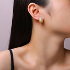 Moissanite Drop Hoop Earrings S925 Sterling Silver 18K Gold Plated Brushed BandsCo Straps