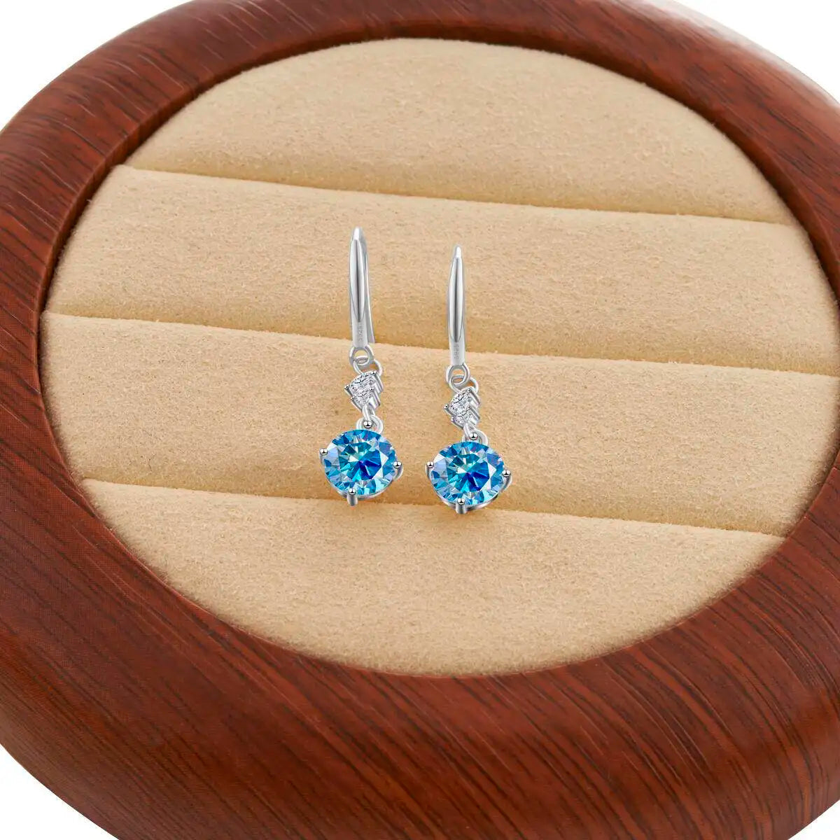 Moissanite Earrings 925 Sterling Silver White Gold Plated Hypoallergenic Studs BandsCo Straps