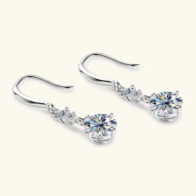 Moissanite Earrings 925 Sterling Silver White Gold Plated Hypoallergenic Studs BandsCo Straps