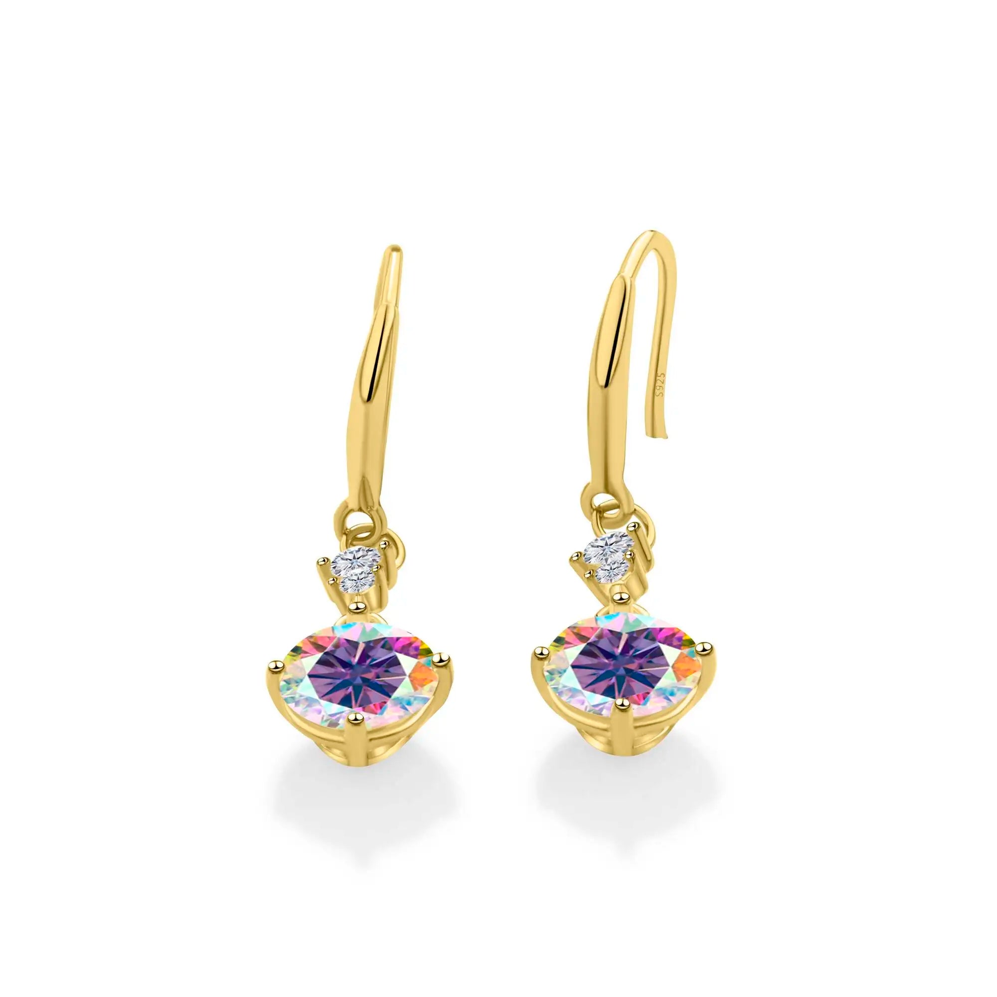 Moissanite Earrings 925 Sterling Silver White Gold Plated Hypoallergenic Studs BandsCo Straps