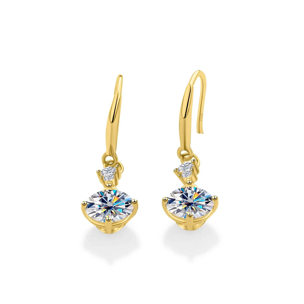 Moissanite Earrings 925 Sterling Silver White Gold Plated Hypoallergenic Studs BandsCo Straps
