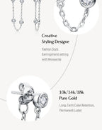 Moissanite Round Stud Earrings 3.5mm D/VVS1 Sterling 925 Silver Drop BandsCo Straps