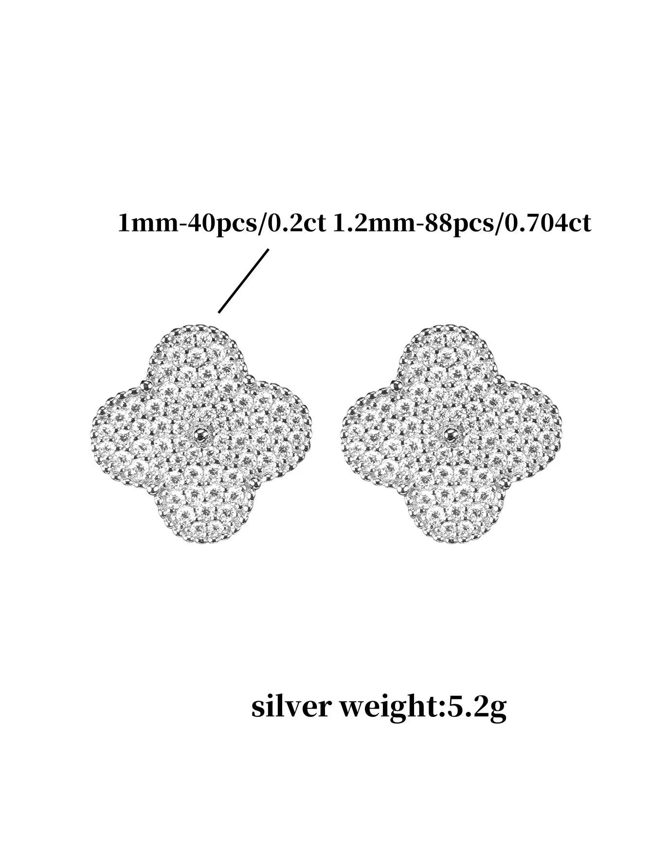 Moissanite Four-Leaf Clover Clip Earrings 925 Sterling Silver Women Studs BandsCo Straps
