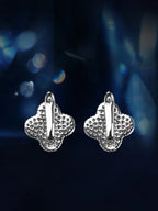 Moissanite Four-Leaf Clover Clip Earrings 925 Sterling Silver Women Studs BandsCo Straps