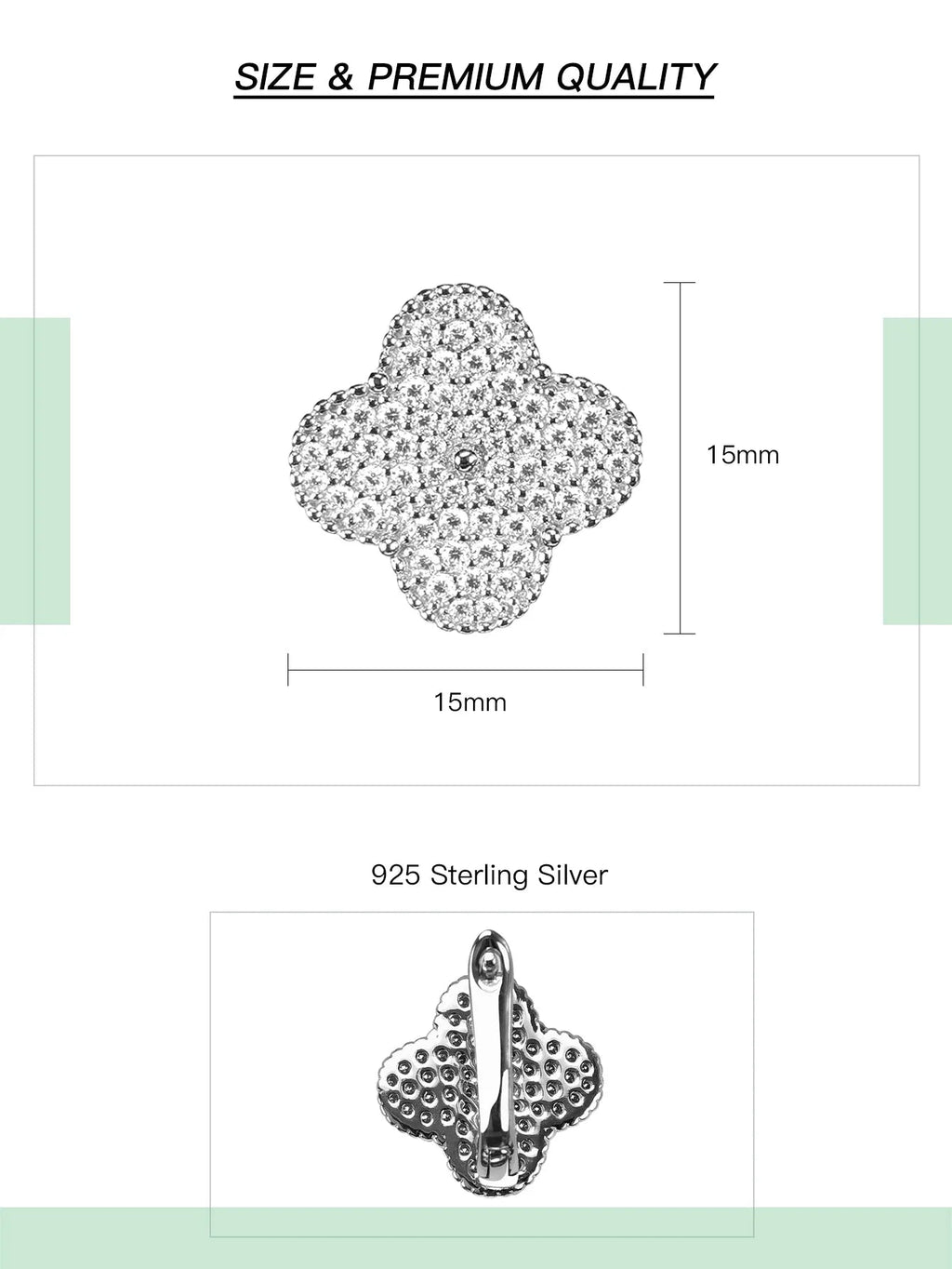 Moissanite Four-Leaf Clover Clip Earrings 925 Sterling Silver Women Studs BandsCo Straps