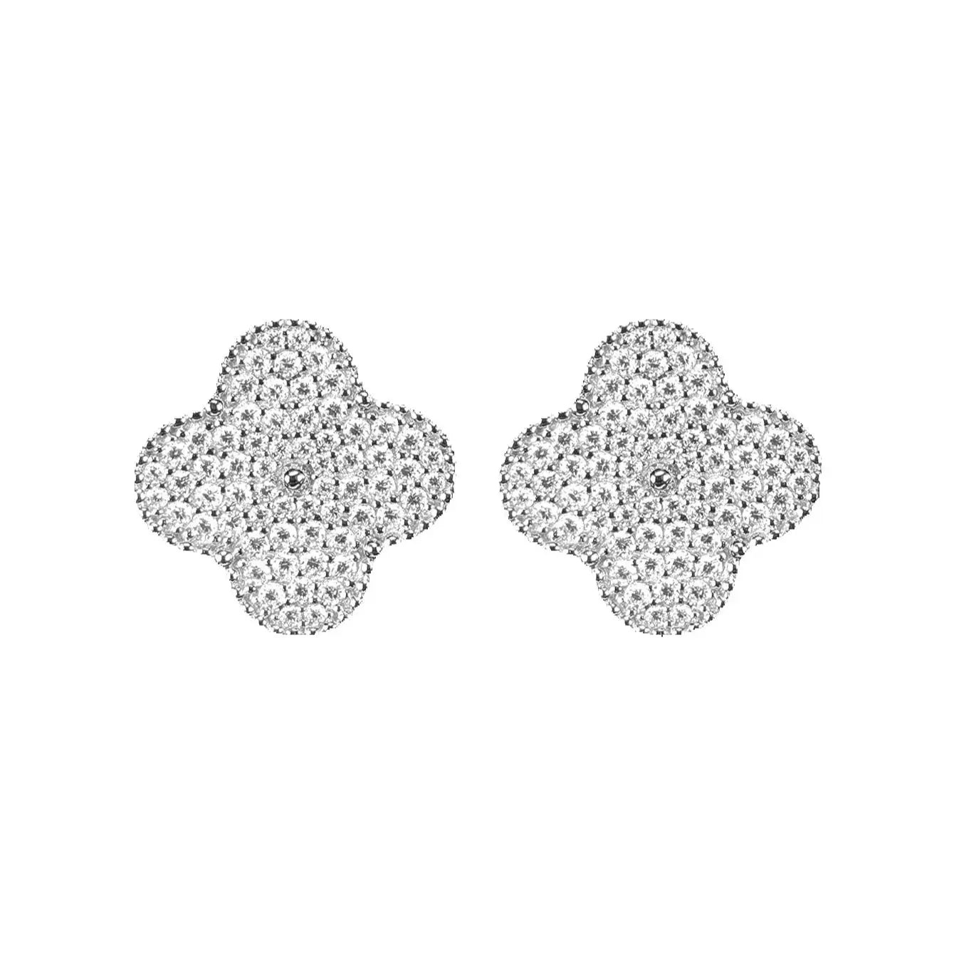 Moissanite Four-Leaf Clover Clip Earrings 925 Sterling Silver Women Studs BandsCo Straps