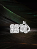 Moissanite Four-Leaf Clover Clip Earrings 925 Sterling Silver Women Studs BandsCo Straps