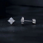 Moissanite Four-Leaf Clover Stud Earrings 925 Silver Screw Back Mom Gift BandsCo Straps