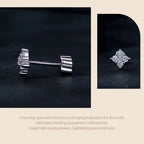 Moissanite Four-Leaf Clover Stud Earrings 925 Silver Screw Back Mom Gift BandsCo Straps