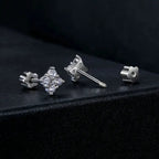 Moissanite Four-Leaf Clover Stud Earrings 925 Silver Screw Back Mom Gift BandsCo Straps