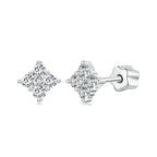 Moissanite Four-Leaf Clover Stud Earrings 925 Silver Screw Back Mom Gift BandsCo Straps