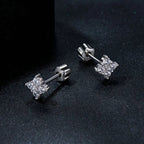 Moissanite Four-Leaf Clover Stud Earrings 925 Silver Screw Back Mom Gift BandsCo Straps