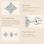 Moissanite Four-Leaf Clover Stud Earrings 925 Silver Screw Back Mom Gift BandsCo Straps