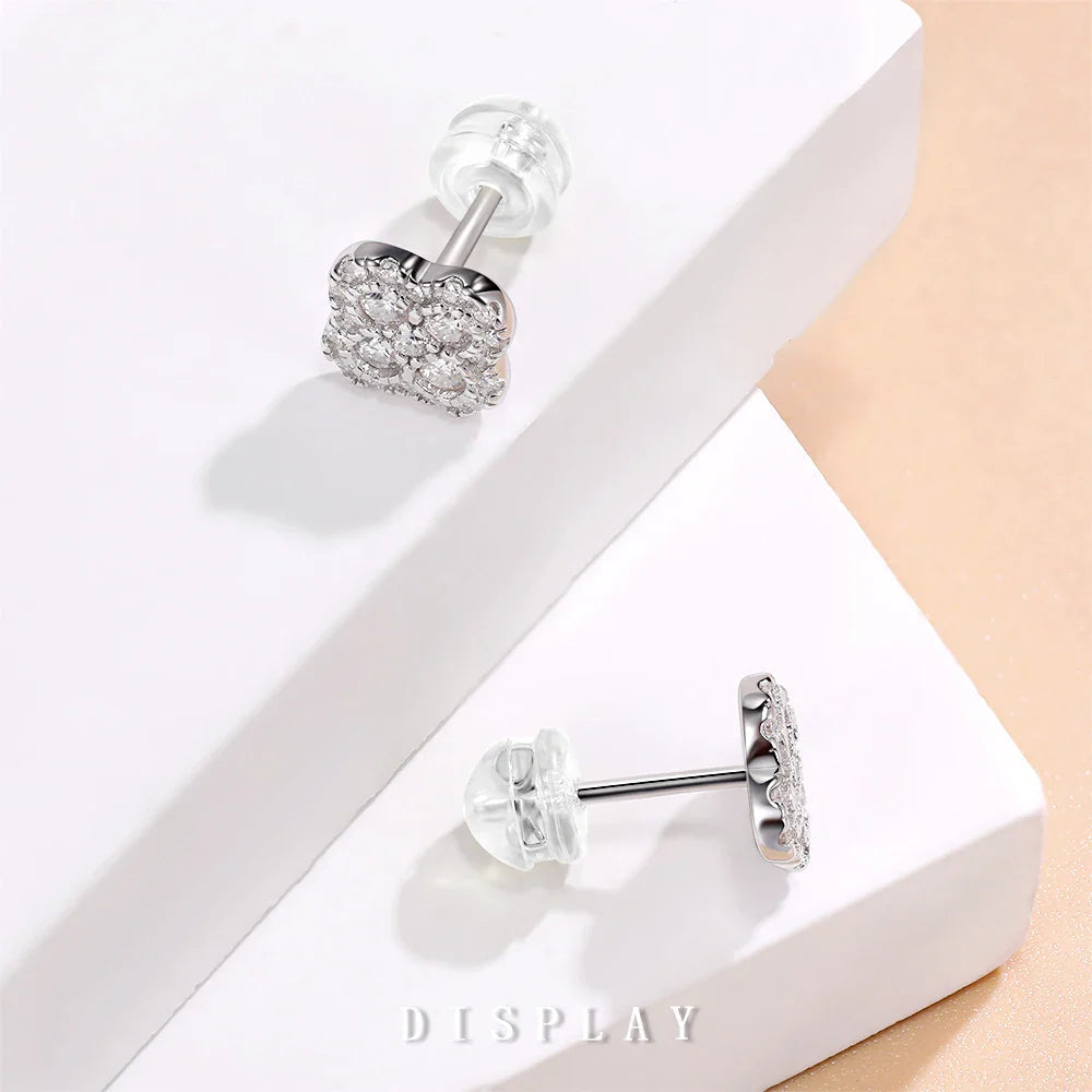 Moissanite Four-Leaf Clover Stud Earrings S925 Sterling Silver Women Gift BandsCo Straps
