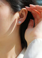 Moissanite Four-Leaf Clover Stud Earrings S925 Sterling Silver Women Gift BandsCo Straps