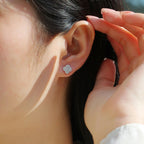 Moissanite Four-Leaf Clover Stud Earrings S925 Sterling Silver Women Gift BandsCo Straps