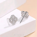 Moissanite Four-Leaf Clover Stud Earrings S925 Sterling Silver Women Gift BandsCo Straps