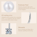 Moissanite Freshwater Pearl Drop Earrings 925 Sterling Silver Round Cut Dangle BandsCo Straps