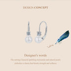 Moissanite Freshwater Pearl Drop Earrings 925 Sterling Silver Round Cut Dangle BandsCo Straps