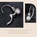 Moissanite Freshwater Pearl Drop Earrings 925 Sterling Silver Round Cut Dangle BandsCo Straps