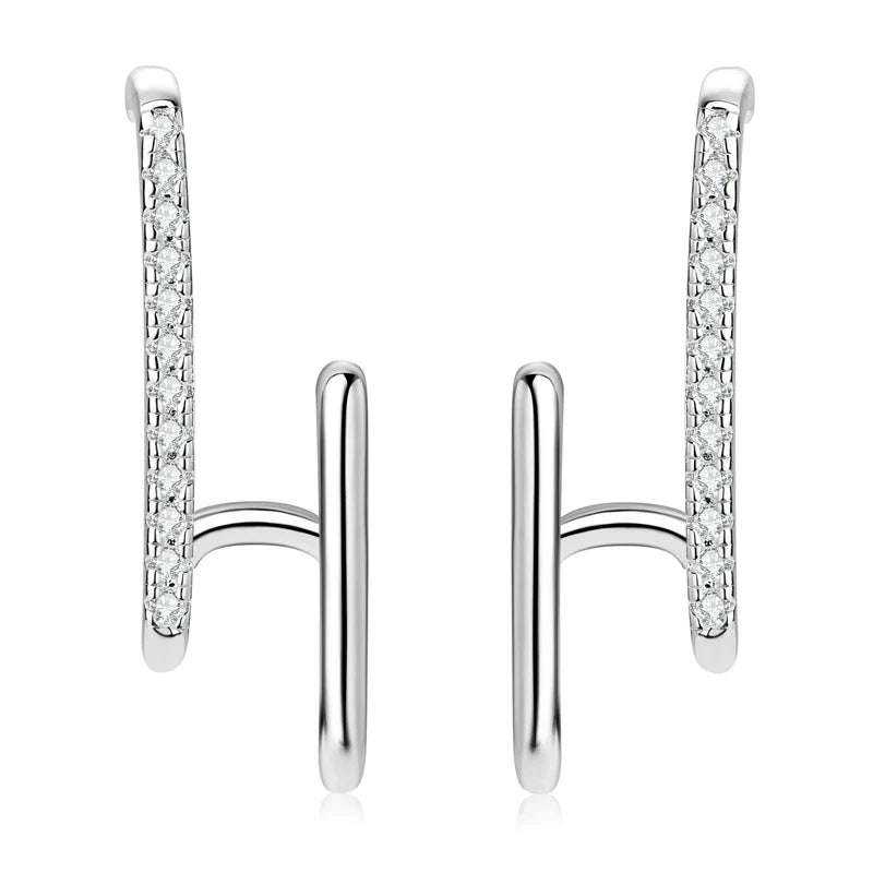 Moissanite Geometric Stud Earrings 925 Sterling Silver Push Back Gift For Women BandsCo Straps