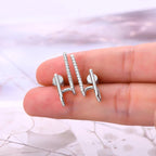 Moissanite Geometric Stud Earrings 925 Sterling Silver Push Back Gift For Women BandsCo Straps