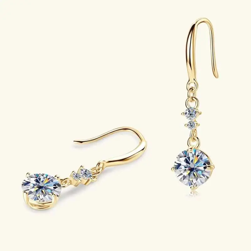 Moissanite Earrings 925 Sterling Silver White Gold Plated Hypoallergenic Studs BandsCo Straps