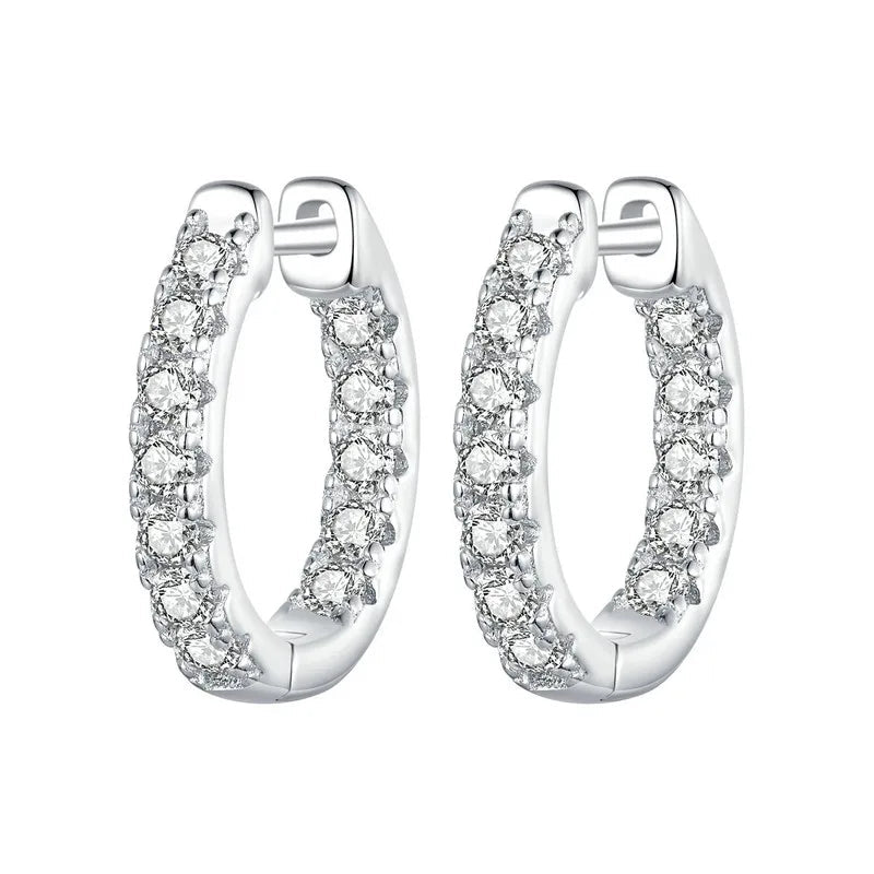 Moissanite Gold Hoop Earrings 925 Sterling Silver D-Color Round Hypoallergenic BandsCo Straps