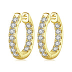 Moissanite Gold Hoop Earrings 925 Sterling Silver D-Color Round Hypoallergenic BandsCo Straps
