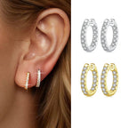 Moissanite Gold Hoop Earrings 925 Sterling Silver D-Color Round Hypoallergenic BandsCo Straps