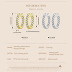 Moissanite Gold Hoop Earrings 925 Sterling Silver D-Color Round Hypoallergenic BandsCo Straps