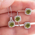 Moissanite D Color Round Cut 925 Sterling Silver Pendant Necklace and Studs Set BandsCo Straps