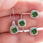 Moissanite D Color Round Cut 925 Sterling Silver Pendant Necklace and Studs Set BandsCo Straps